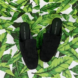 Stuart Weitzman Black Suede Mule Flats